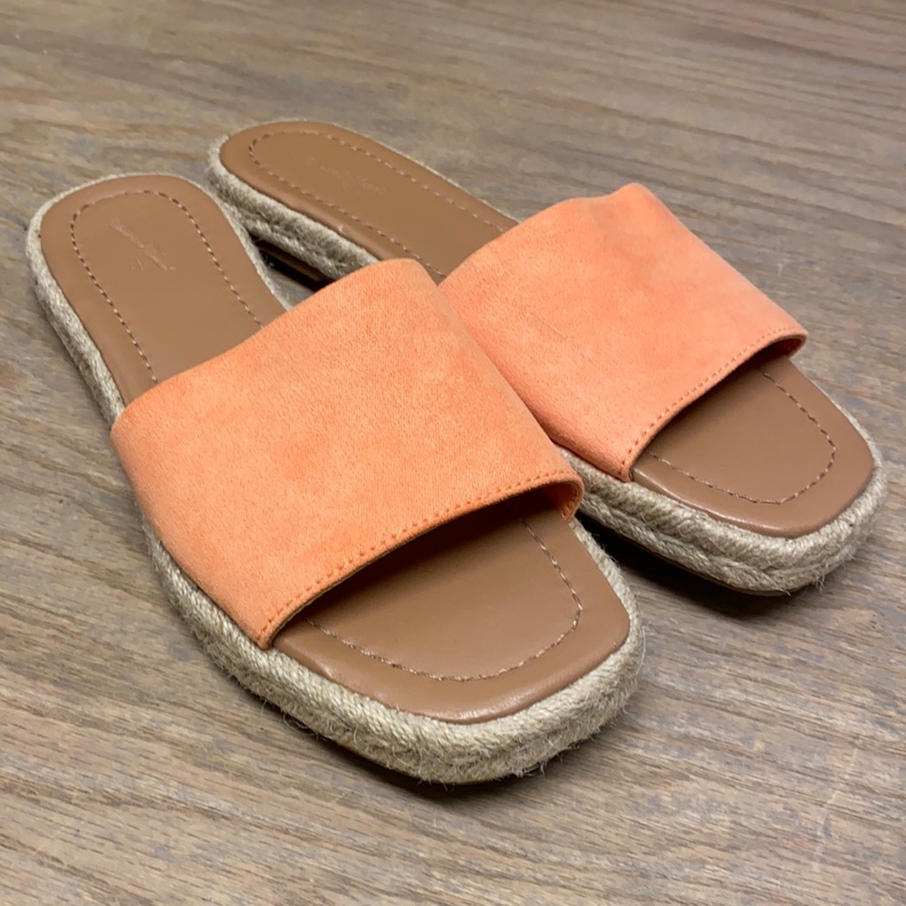 Orange slides sandals